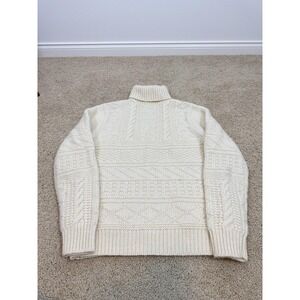 Wallace & Barnes J Crew Shetland Sweater Mens Medium Cable Knit Turtleneck Aran